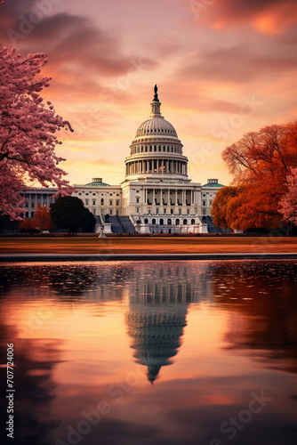 Golden Hour Splendor: Washington DC's Iconic Capitol at Sunset