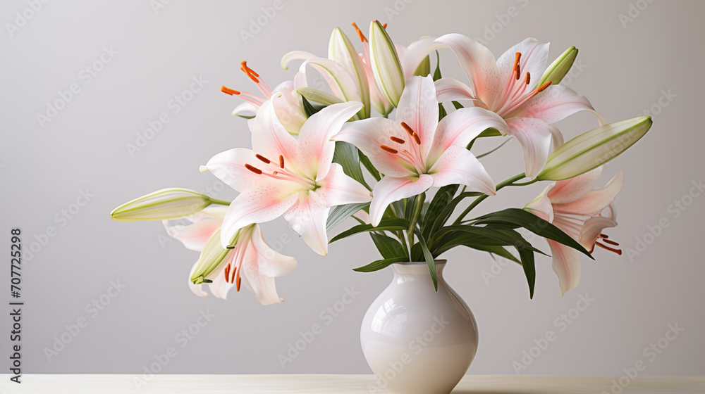 pink lily in vase on the table