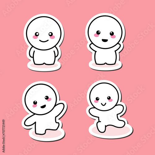 Good mood sticker collection, happy cartoon character