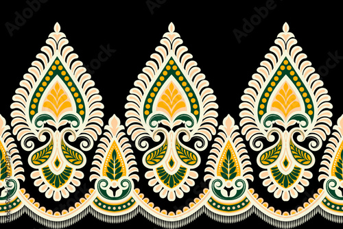floral seamless background Geometric ethnic oriental ikat seamless pattern traditional Design for background,carpet,wallpaper,clothing,wrapping,Batik,fabric,Vector illustration embroidery style. 