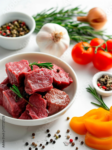  Close ups of beef ingredients,on the clean background