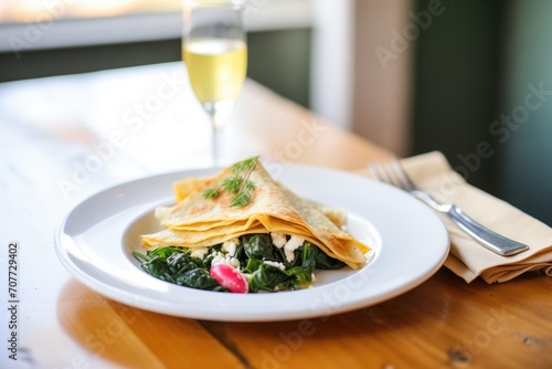 savory crepe with spinach and feta cheese