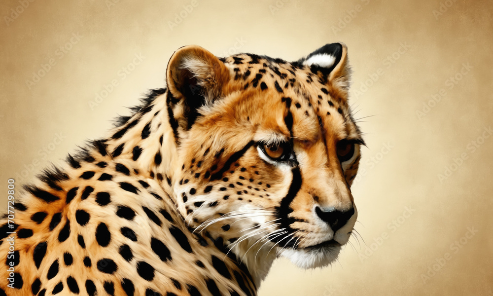 Fantasy Illustration of a wild animal cheetah. Digital art style wallpaper background. Fantasy Illustration of a wild animal cheetah. Digital art style wallpaper background.