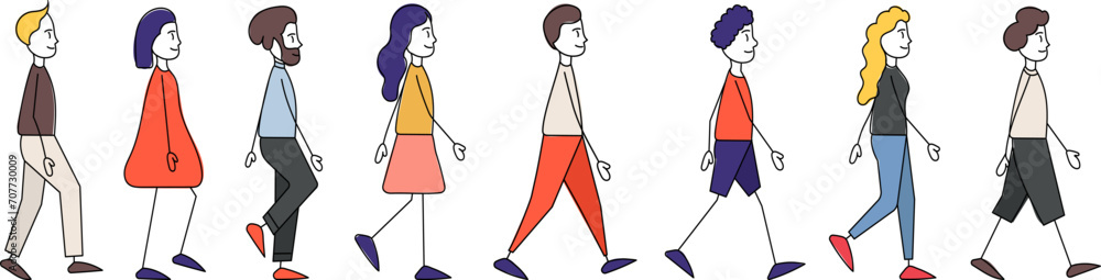 people walking,simple figures, sketch vector