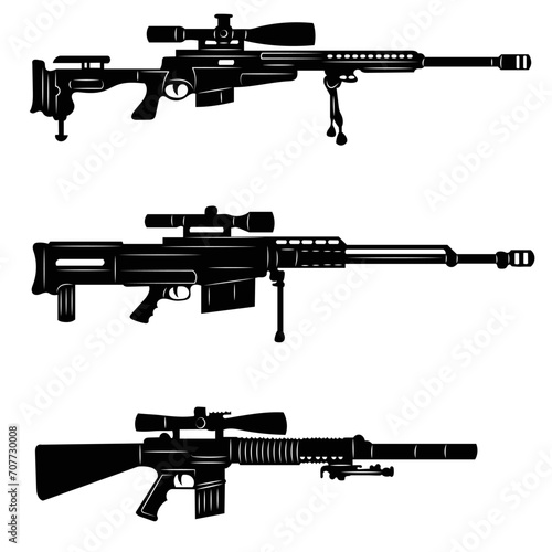 rifle, weapon silhouette, on a white background vector