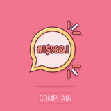 Shout speech bubble icon in comic style. Complain vector cartoon illustration on white isolated background. Angry emotion business concept splash effect.