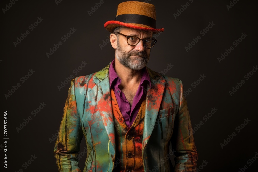 Handsome man with hat and glasses. Studio shot over dark background. Handsome man with hat and glasses. Studio shot over dark background.