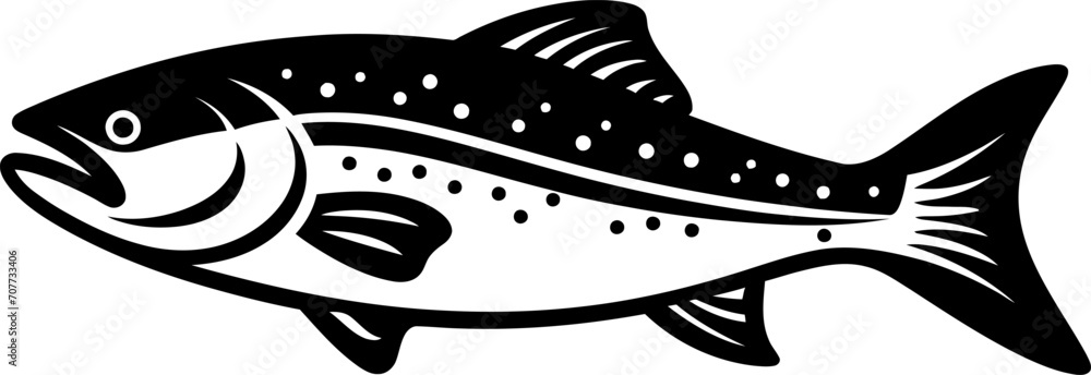 Φωτογραφία Trout fish silhouette icon in black color