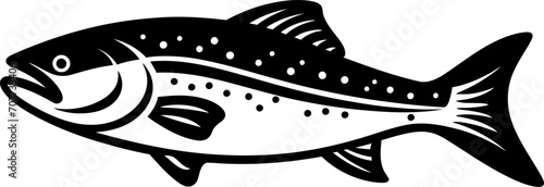Trout fish silhouette icon in black color. Vector template design art.