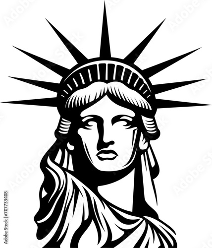 Statue of liberty tattoo silhouette in black color. Vector template for tattoo design art. © StocknPicture