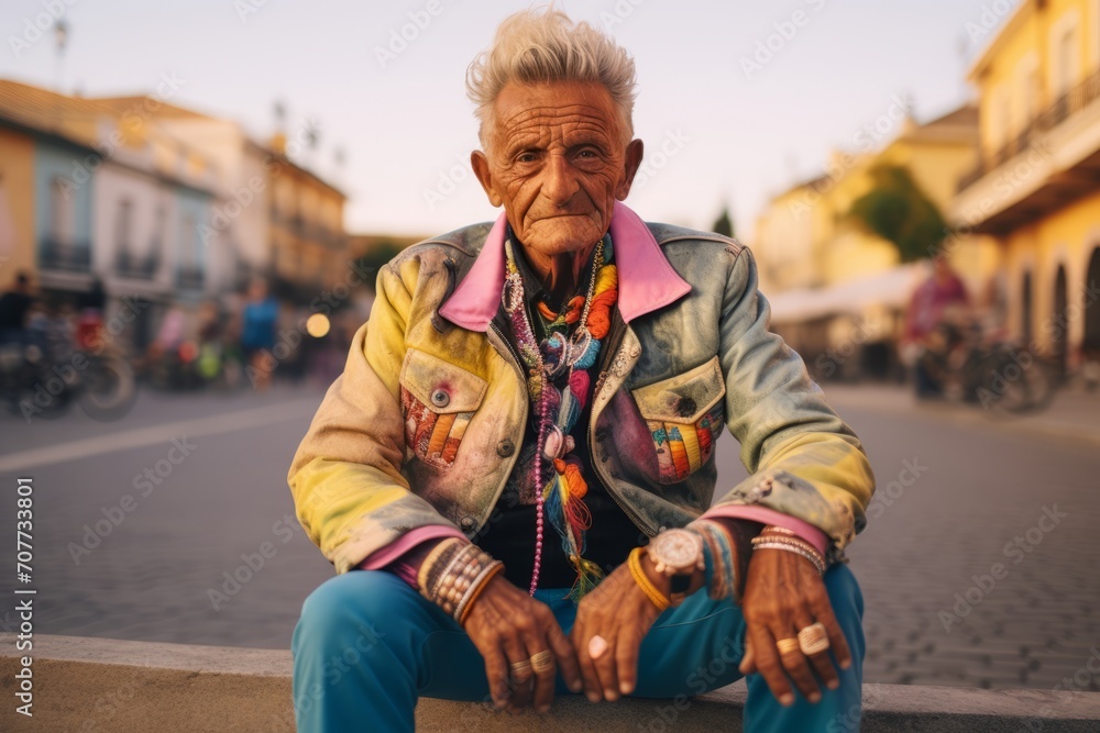 Old man with traditional clothes sitting on the street in Havana, Cuba Old man with traditional clothes sitting on the street in Havana, Cuba