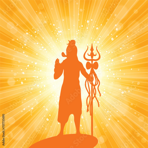 Shiva in brilliant galactic space. Greeting card for Maha Shivratri, a Hindu festival celebrated of Lord Shiva. Om or Aum Indian sacred sound.