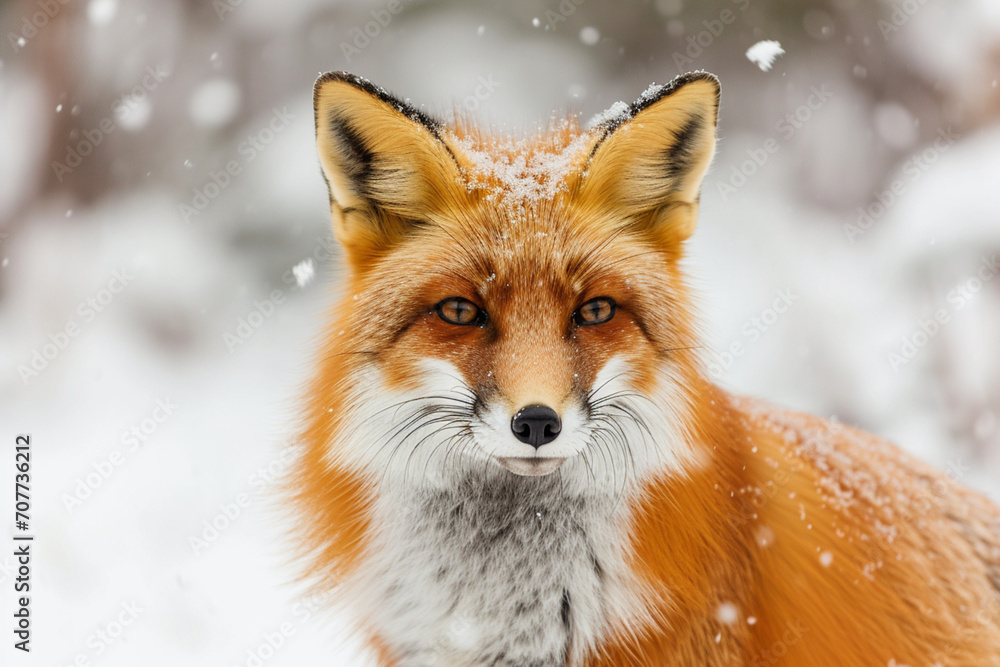 custom made wallpaper toronto digitalRed Fox Winter Portrait Snowfall Wildlife Serene Nature Gaze