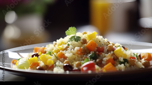 couscous mixed with lentils and mix of Italian vegetables