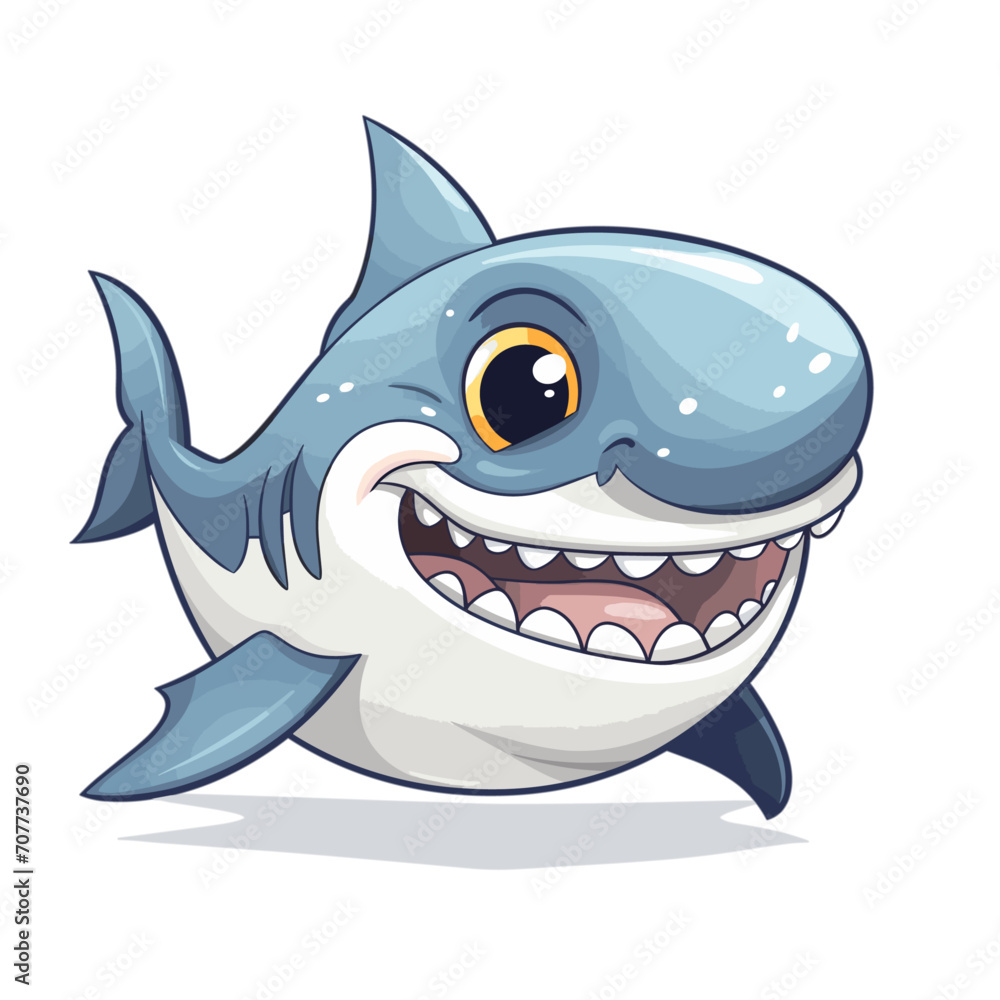 Cartoon illustration of a blue shark with a big, toothy grin. Adorable shark cartoon, a cute illustration shark with wide eyes and a friendly playful pose. Cartoon illustration of a blue shark with a big, toothy grin. Adorable shark cartoon, a cute illustration shark with wide eyes and a friendly playful pose.