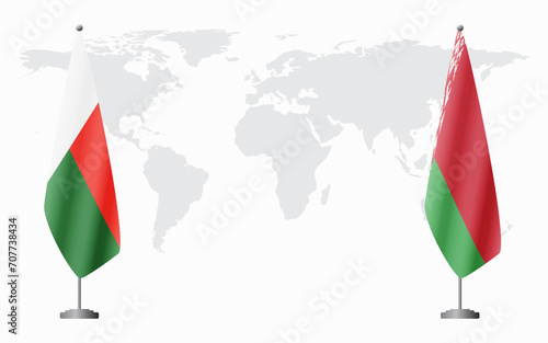 Madagascar and Belarusian flags for official meeting photo