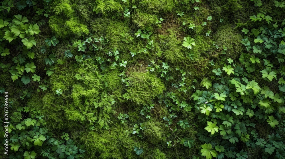 A background of green moss. Moss Green Herb. Wall of natural green moss