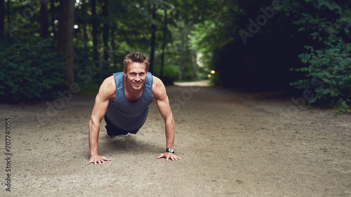 Male athlete doing push-ups