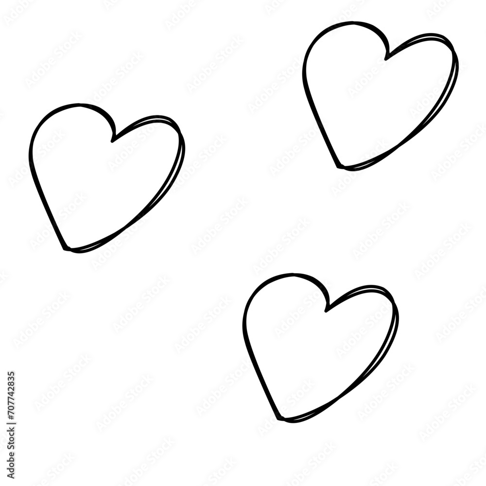 Doodle hearts, hand drawn love heart collection. Symbol of love. Doodle hearts, hand drawn love heart collection. Symbol of love.