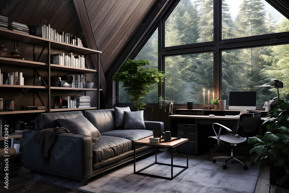 home office with a comfortable couch for breaks , pc , chair ,room home office with a comfortable couch for breaks , pc , chair ,room