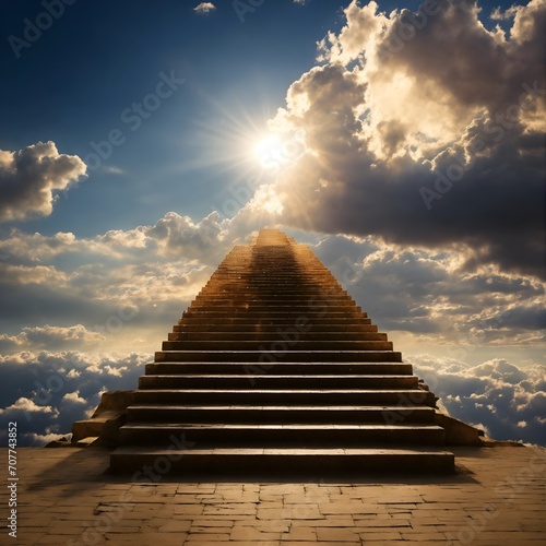 Ascending to Eternity  The Staircase Before the Boundless Sky   Skyward Gateway  A Stairway Leading to Heavenly Realms Ai generative