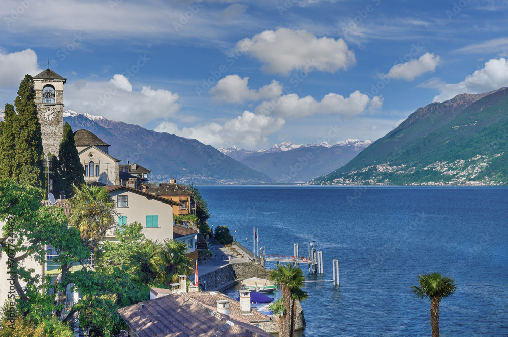 Village of Brissago at Lake Maggiore in Ticino Canton,Switzerland