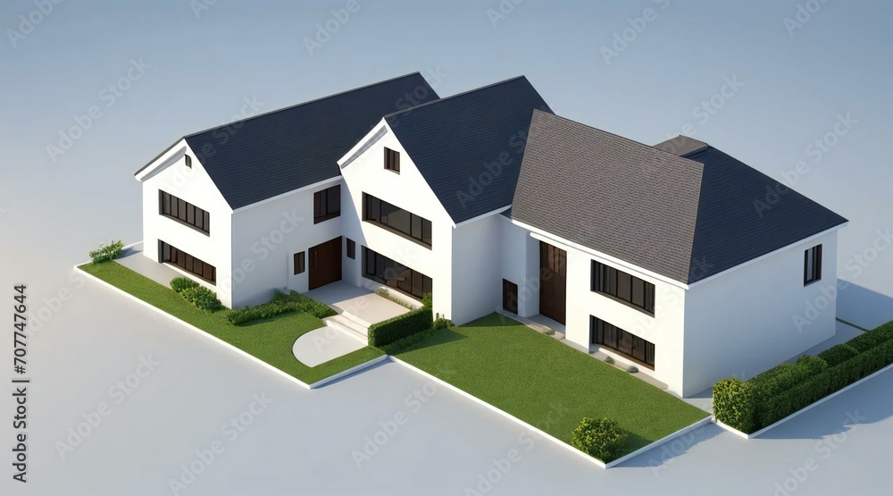 3d rendering of modern cozy house isolated on white background 3d rendering of modern cozy house isolated on white background