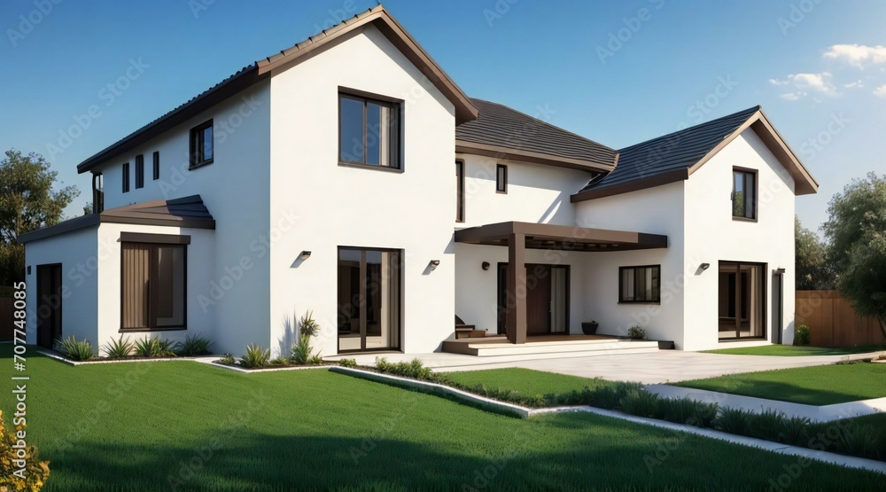 3d rendering of modern cozy house isolated on white background 3d rendering of modern cozy house isolated on white background