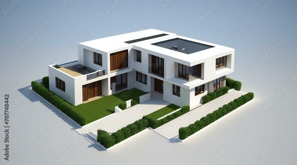 3d rendering of modern cozy house isolated on white background 3d rendering of modern cozy house isolated on white background
