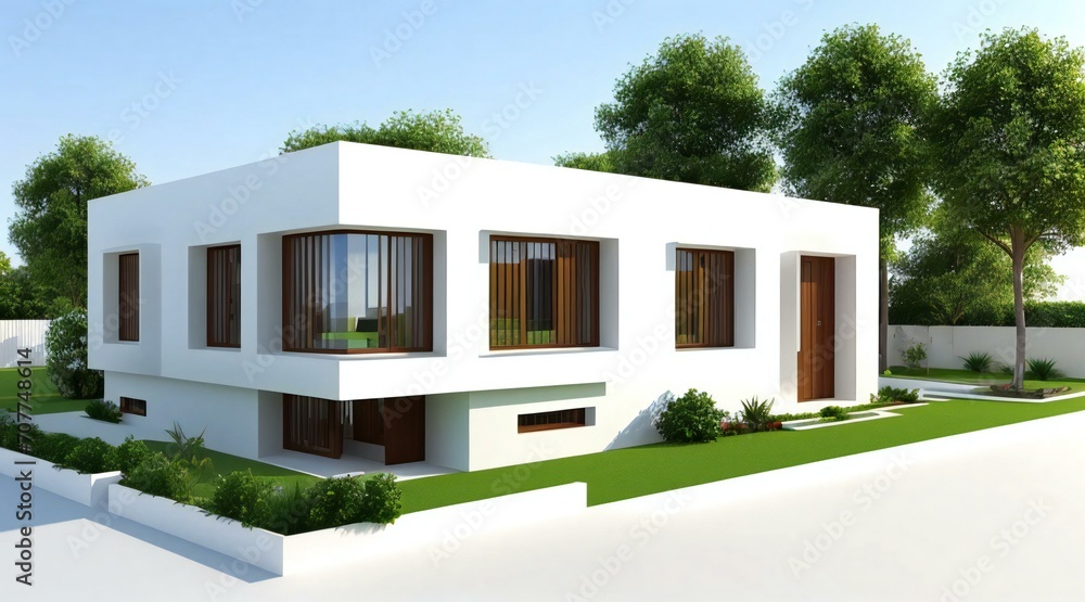 3d rendering of modern cozy house isolated on white background 3d rendering of modern cozy house isolated on white background