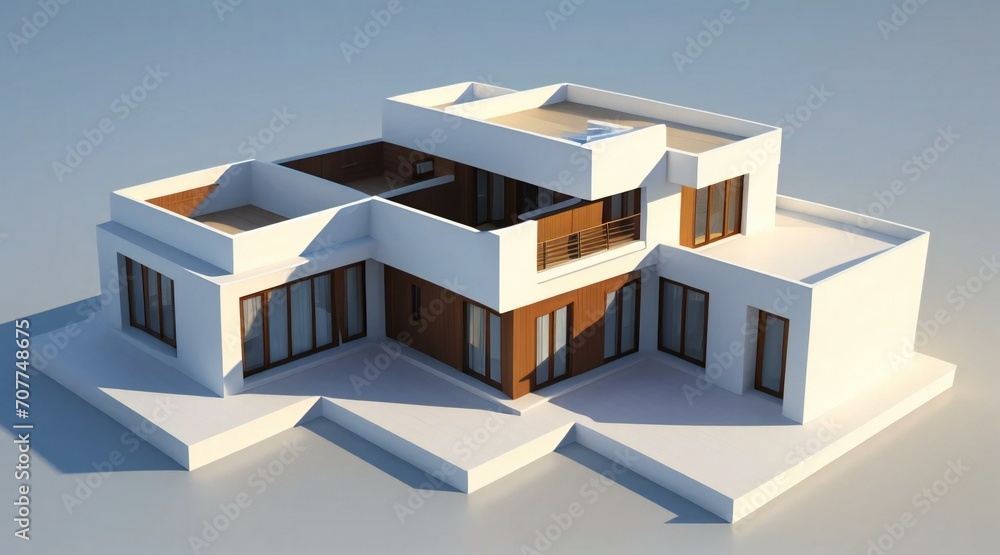 3d rendering of modern cozy house isolated on white background