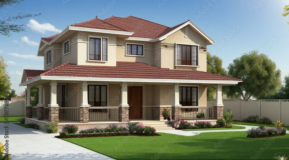 Obraz premium 3d rendering of modern cozy house isolated on white background