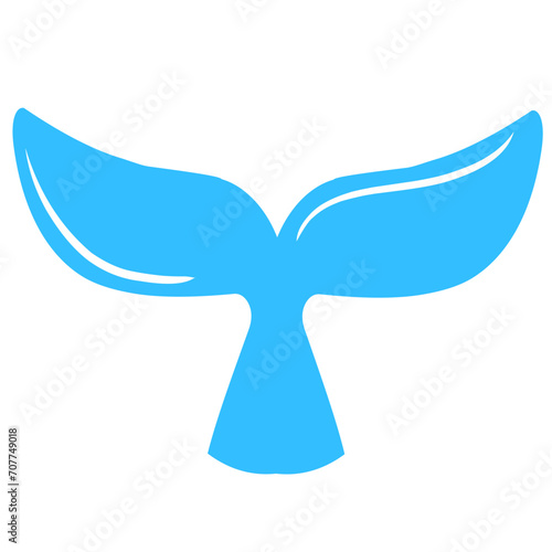 Vector flat blue whale mermaid fish tail isolated on white background