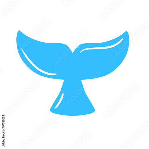 Vector flat blue whale mermaid fish tail isolated on white background