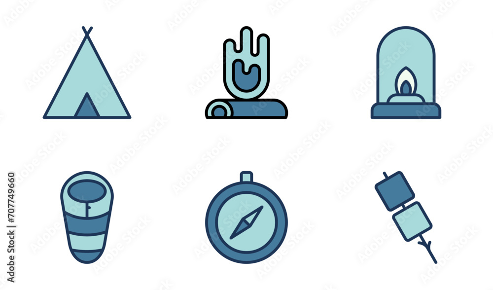 Camping icon design template in filled outline style Camping icon design template in filled outline style