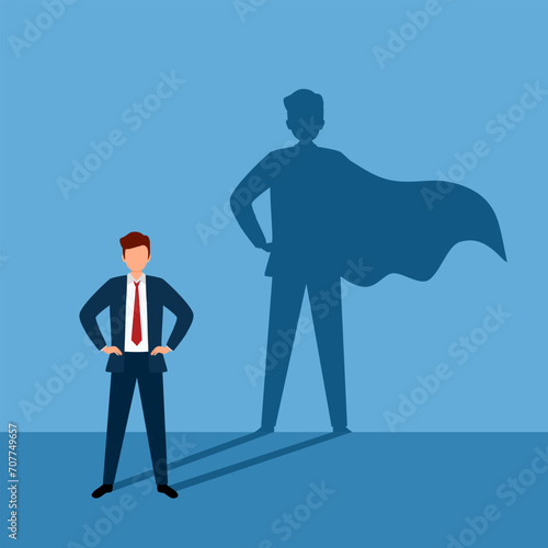 Self confidence and courage concept vector illustration. Leadership businessman.