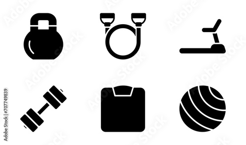 Fitness equipment icon design template in solid style