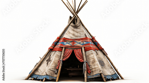 Native american tent isolated on white background photo