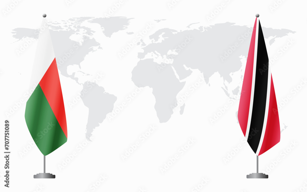 Madagascar and Trinidad and Tobago flags for official meeting Madagascar and Trinidad and Tobago flags for official meeting