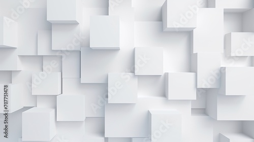 Abstract 3D rendering of white cubes. Futuristic background design.