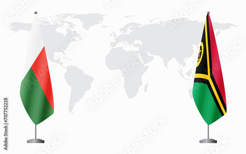 Madagascar and Vanuatu flags for official meeting