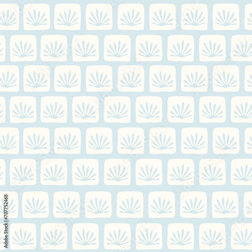 Seamless pattern winter frozen plants. Ice cubes winter print. Minimalist doodle artwork.