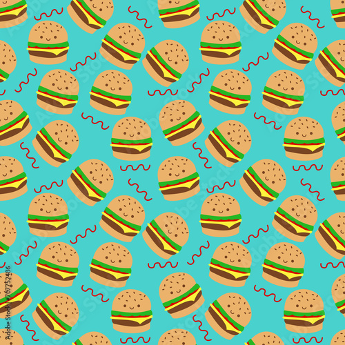 Happy hamburgers seamless pattern repeat pattern 
