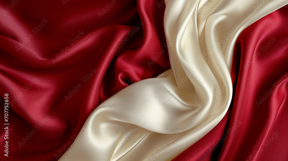 Cherry red & off-white silk background