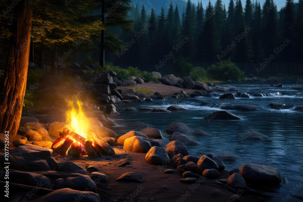 Moonlit Wilderness Retreat: Fireside Bliss in Summer Moonlit Wilderness Retreat: Fireside Bliss in Summer