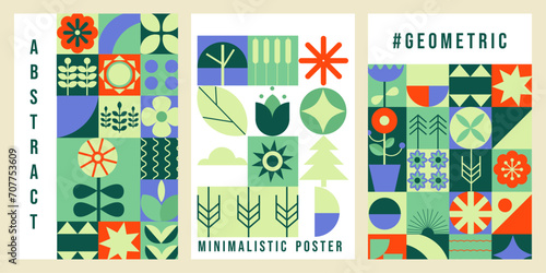 Modern geometric poster. Abstract nature shapes. Bauhaus