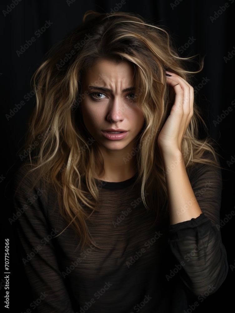 Portrait of a Stressed Woman Experiencing Acute Pain Portrait of a Stressed Woman Experiencing Acute Pain