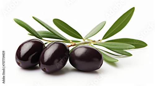 Olives with leaves isolated on white background