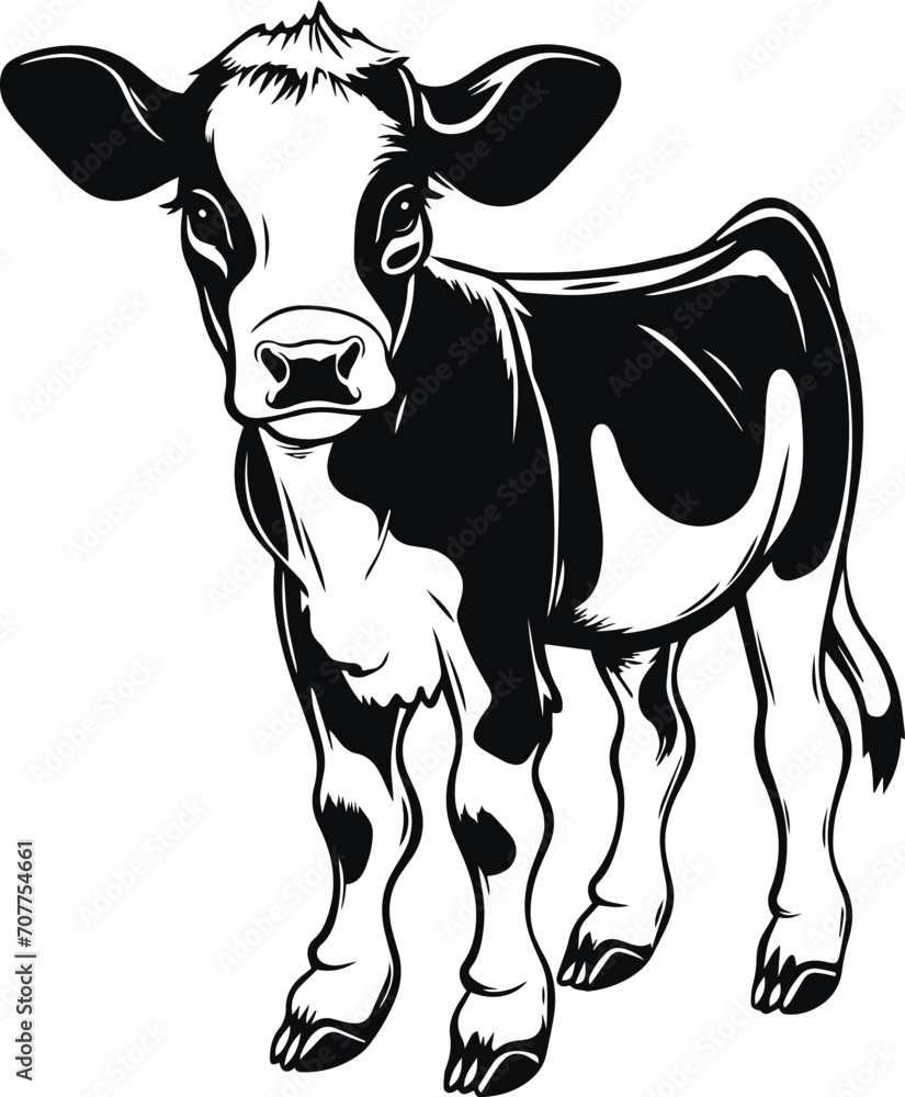 Baby Cow head, Cow Full length logo, Farm Animal logo Vector Illustration