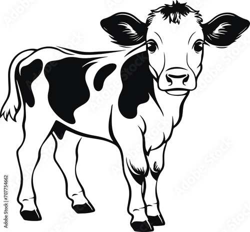 Baby Cow head, Cow Full length logo, Farm Animal logo Vector Illustration